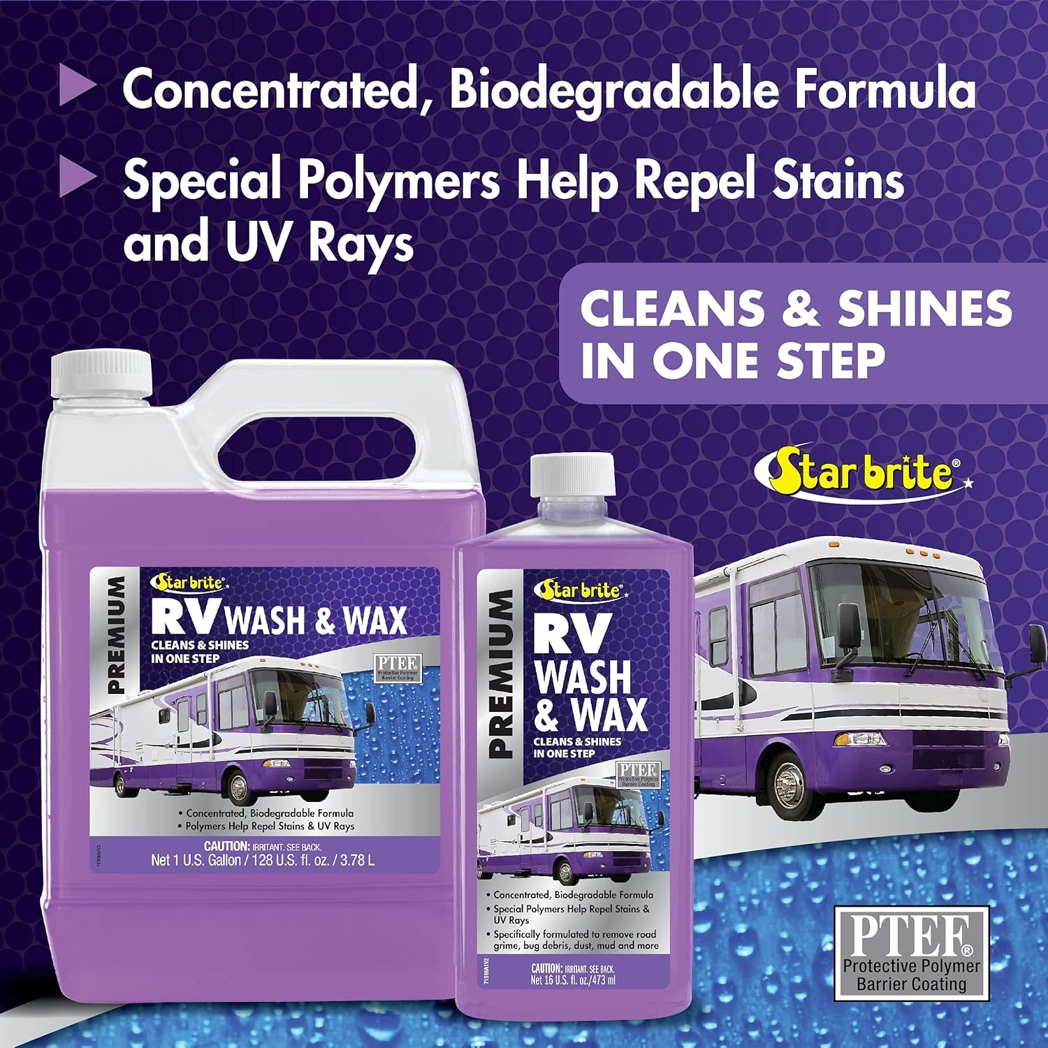 STAR BRITE RV Wash & Wax – One-Step Concentrated Cleaner, UV Protection – Ideal