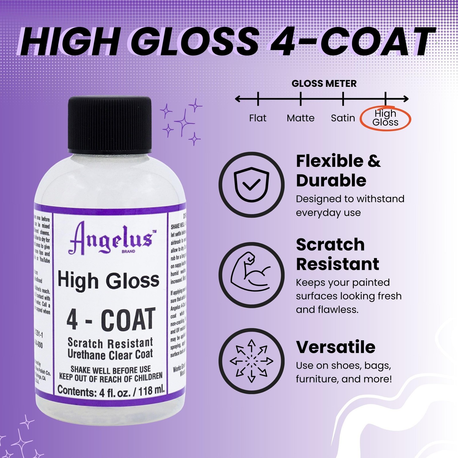High Gloss 4coat Scratchresistant Leather Sealer “ Durable Flexible Clear Coat P