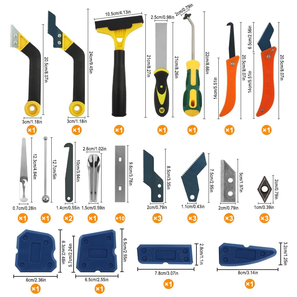 43 PCS Grout Removal Tool Kit, Tile & Sealant Set with Grout Saw, Scrapers, B…