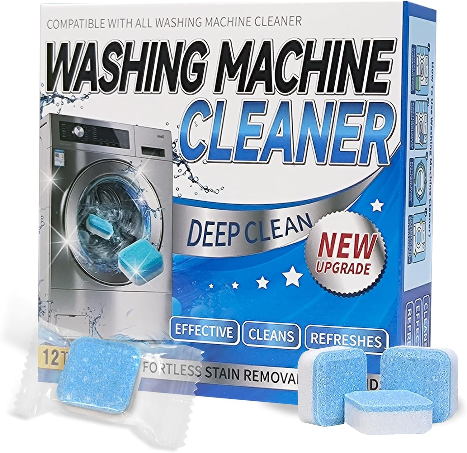 Washing Machine Cleaner Tablets – Deep Cleans & Descaler for Front Load and Top