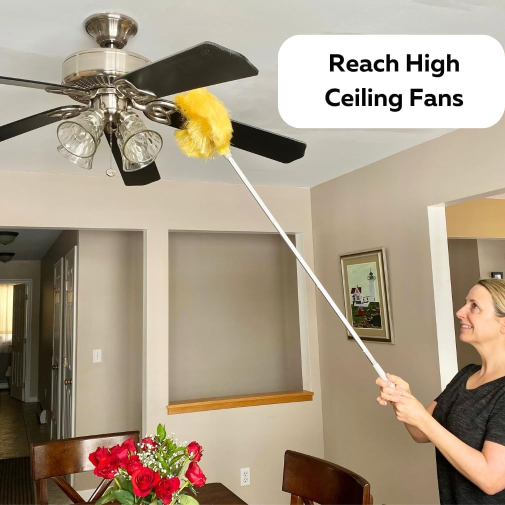 Ceiling Fan Blade Brush Cleaner – Long Extension Pole – Brush Both Sides at the
