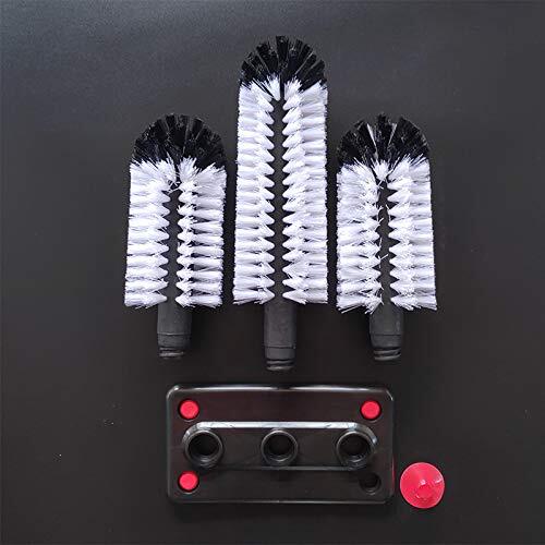 Water Bottle Cleaning Brush Glass Cup Washer with Suction Base 3 Head Bristle…