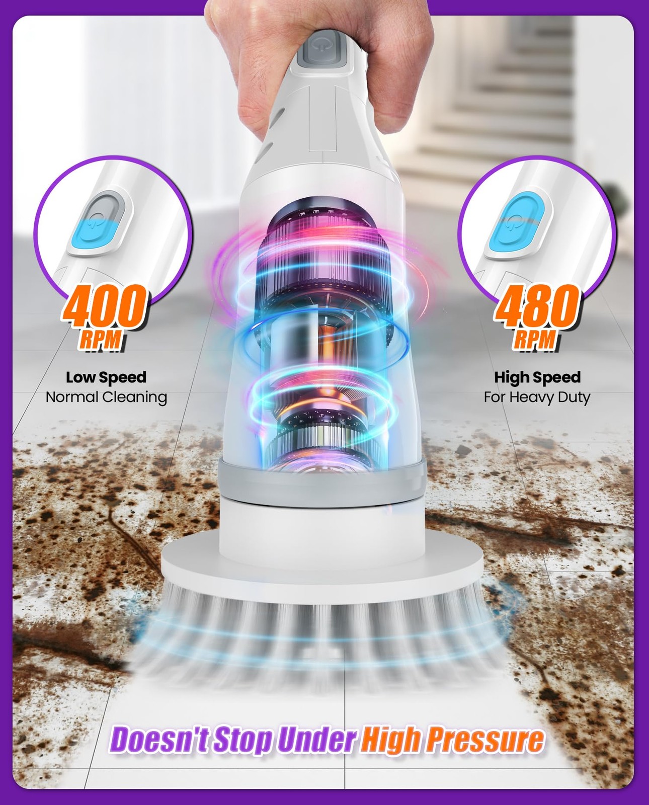 Lichffy 6in1 Electric Spin Scrubber, Cordless Power Scrubber with 47.2″ Long …