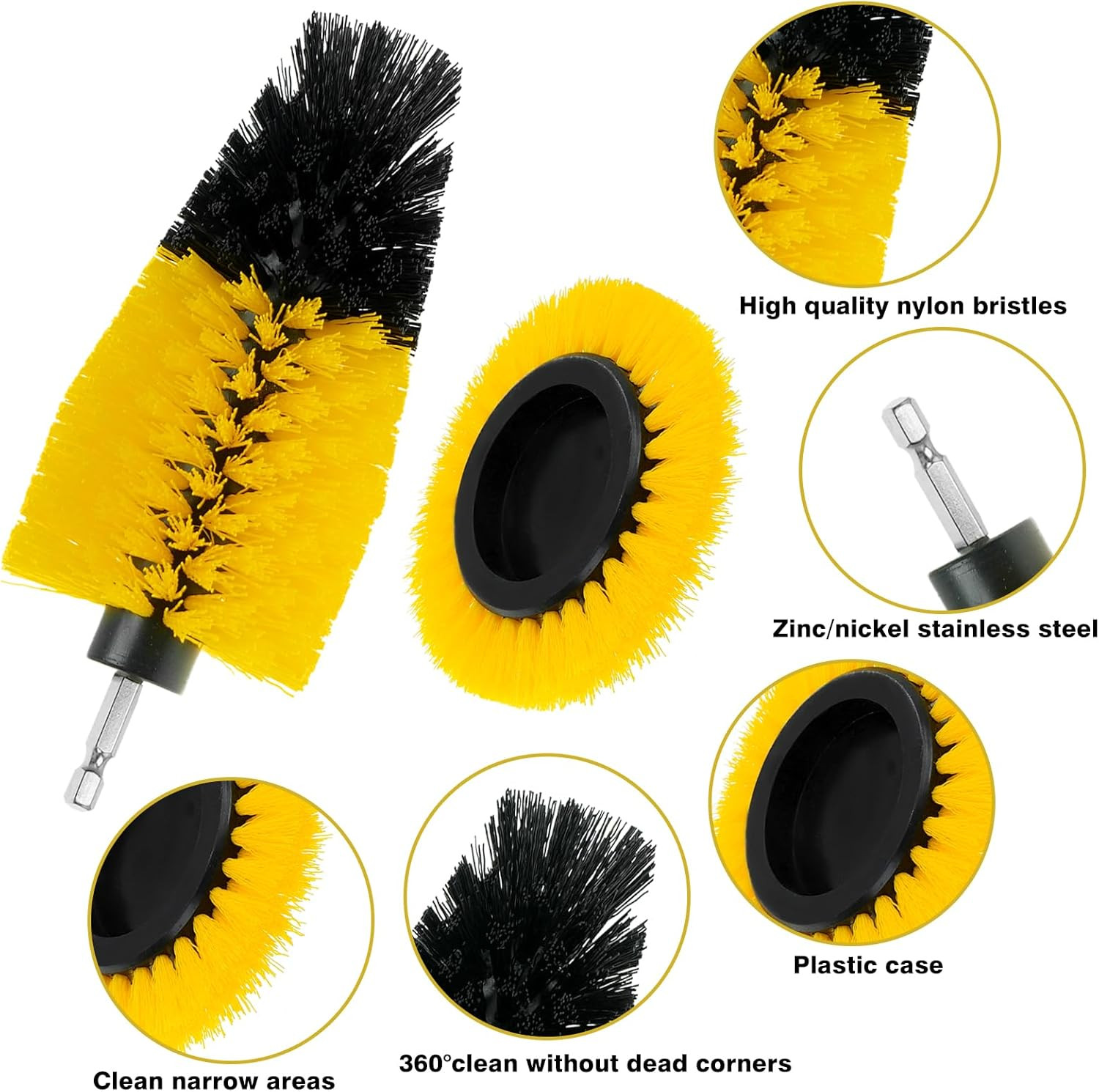 8 Pcs Drill Brush Attachment Set Power Cleaning Scrub Brush Kit with Extend Long