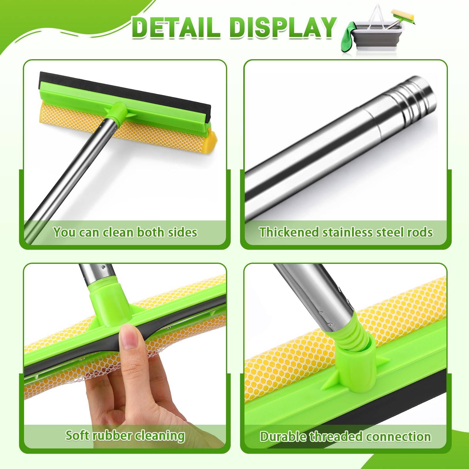 7 Pcs Windshield Car Squeegee and Collapsible Washing Bucket Combo Set 2 in 1…