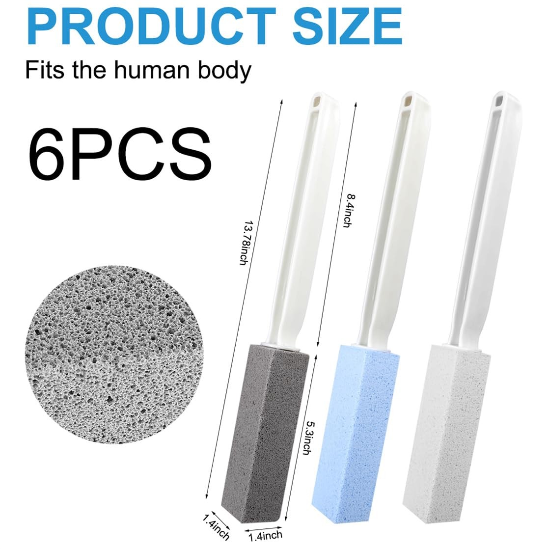 6 Pack Pumice Stone Blocks with Handle for Bowl Cleaning Hard Water Cleaner