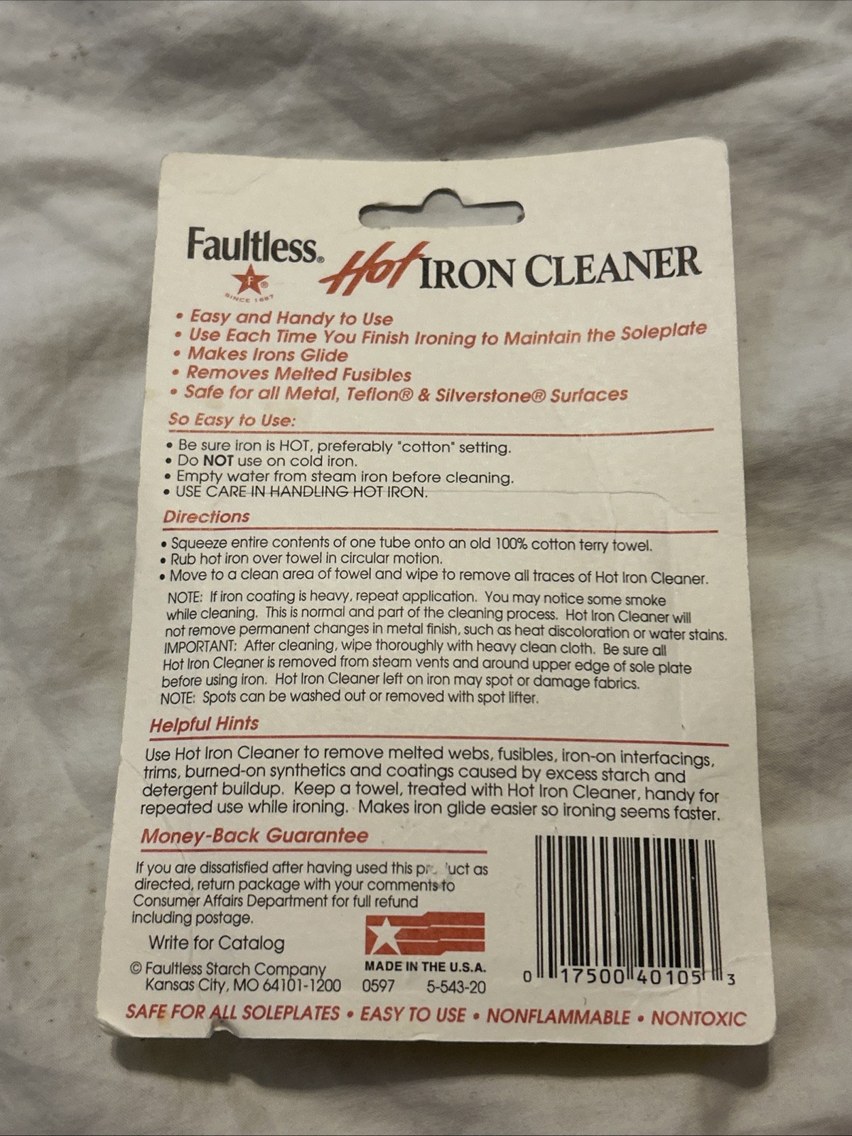 Faultless Hot Iron Cleaner Contains 2 Removes Coating from Iron