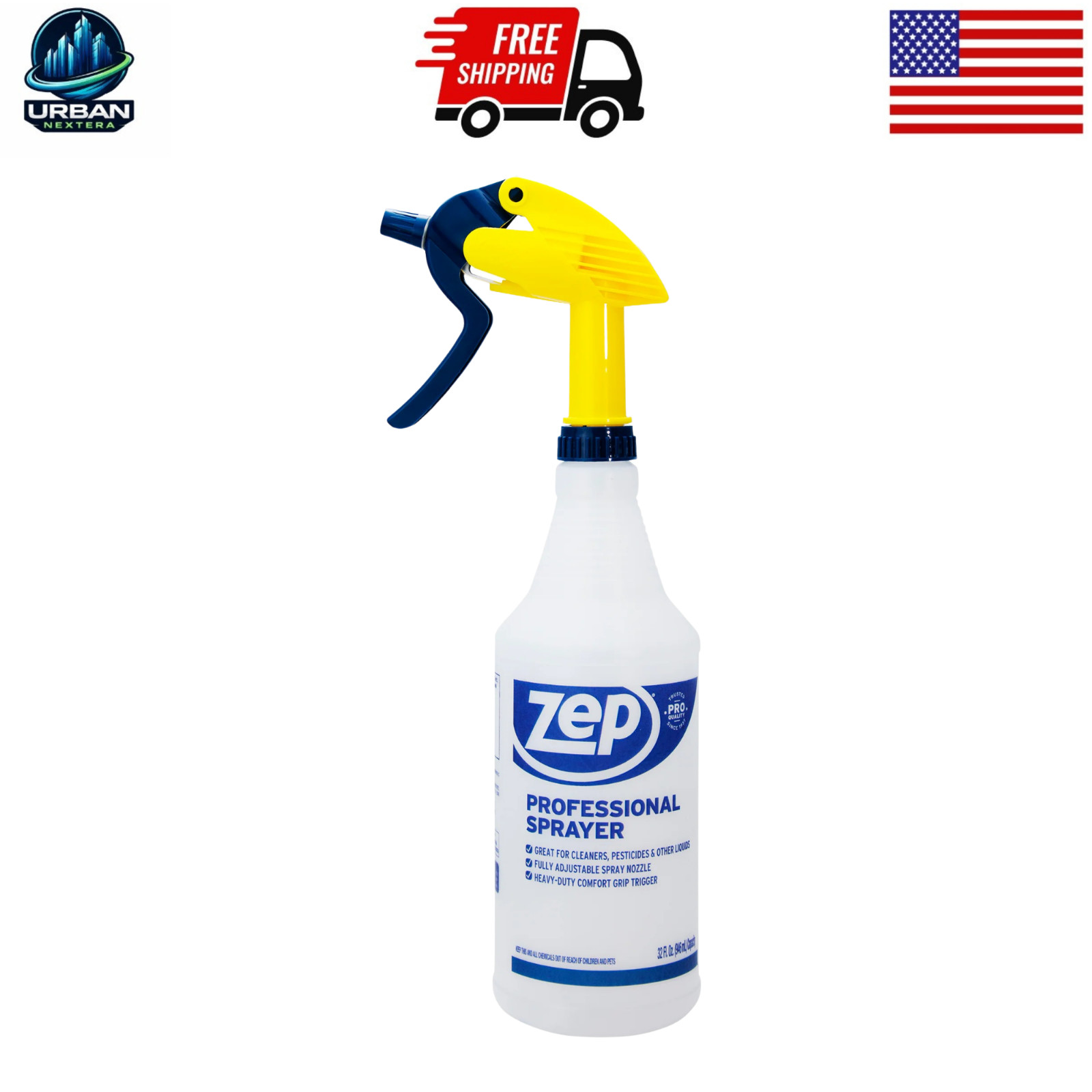 Zep 32oz Plastic Spray Bottle Professional Trigger Sprayer Bottle