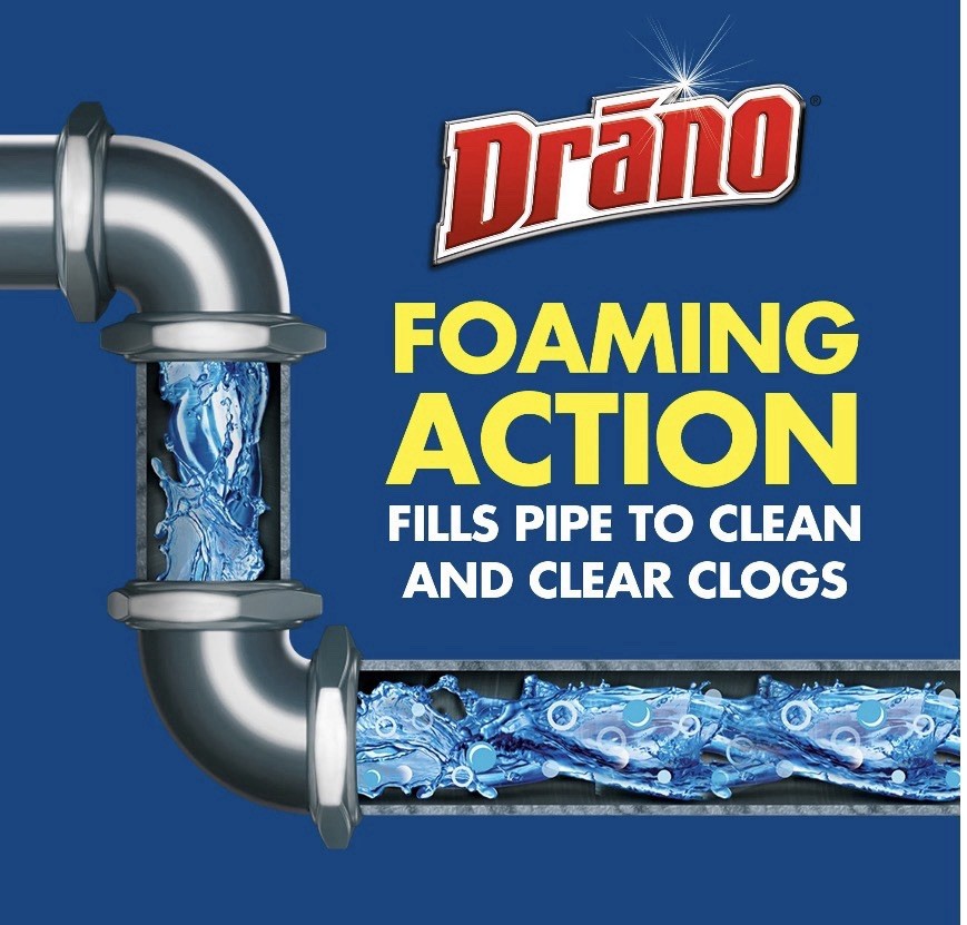 Drano Dual-Force Foamer, Hair and Drain Clog Remover Commercial Line 17fl Oz