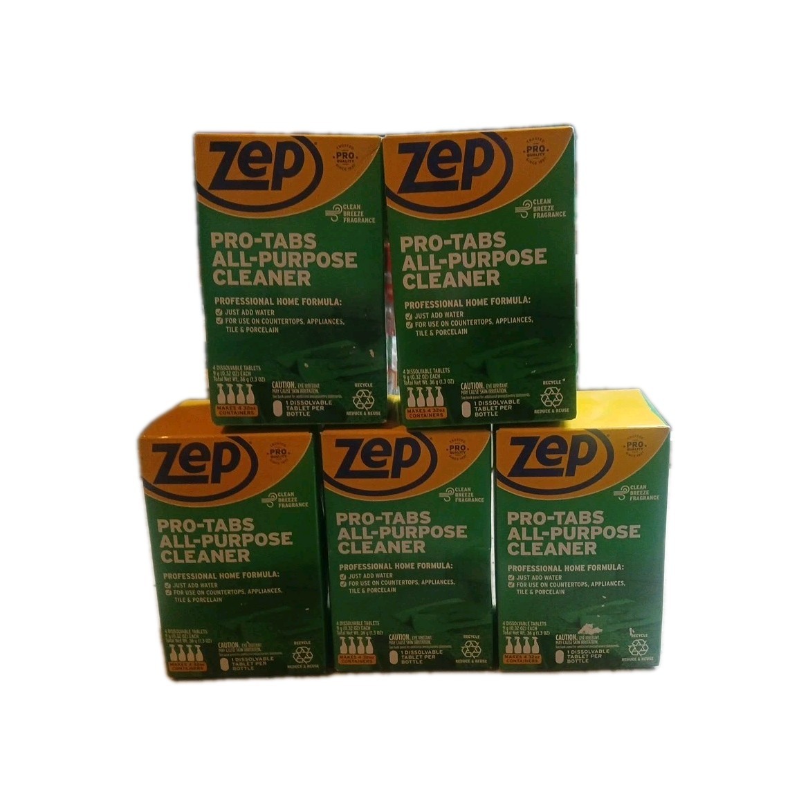 5 Boxes Of Zep Pro-Tabs All-Purpose Cleaner 4 Dissolvable Tablets Per Box