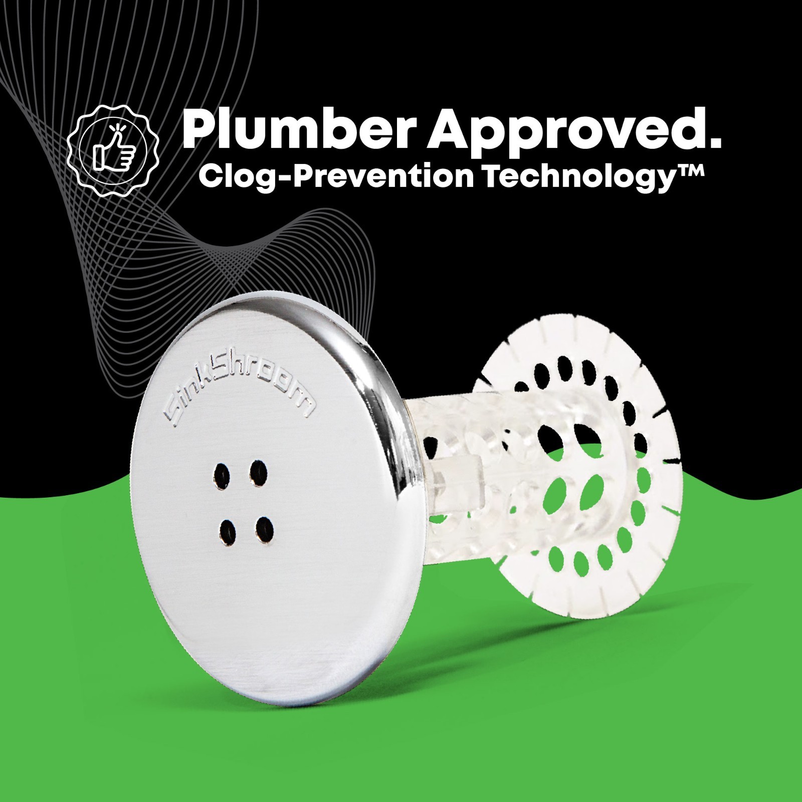 SinkShroom® Chrome Award-Winning Drain Hair Catcher Strainer Snare by TubShroom