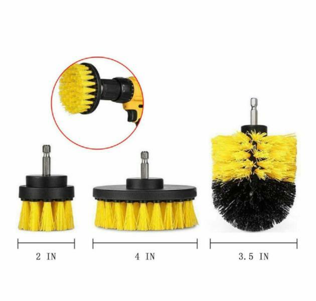 3PC Cleaning Drill Brush Cleaner Tool Electric Power Scrubber Kitchen Bath Car