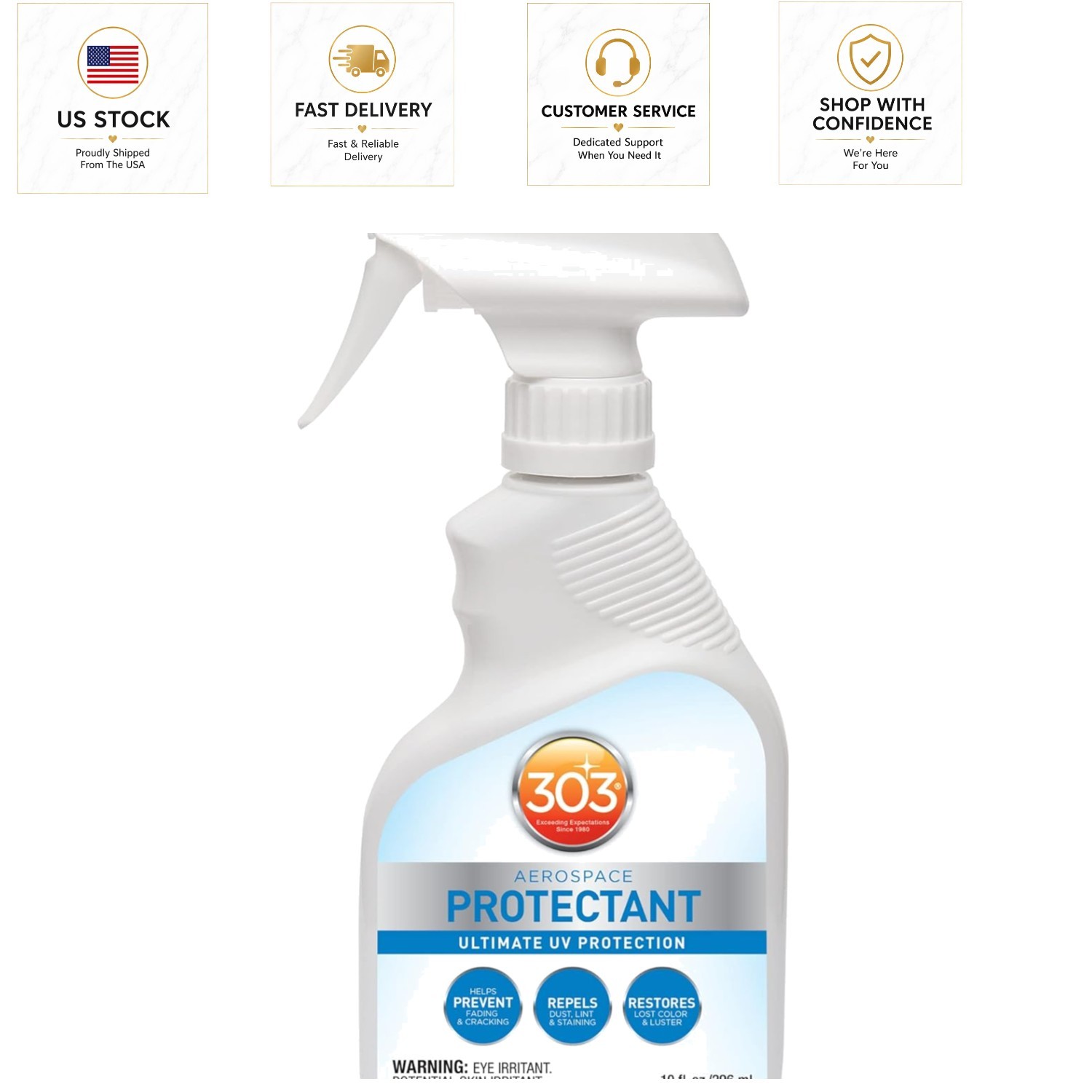 Long-Lasting 10 oz Aerospace Protectant Spray with UV & Dust Repellent Features