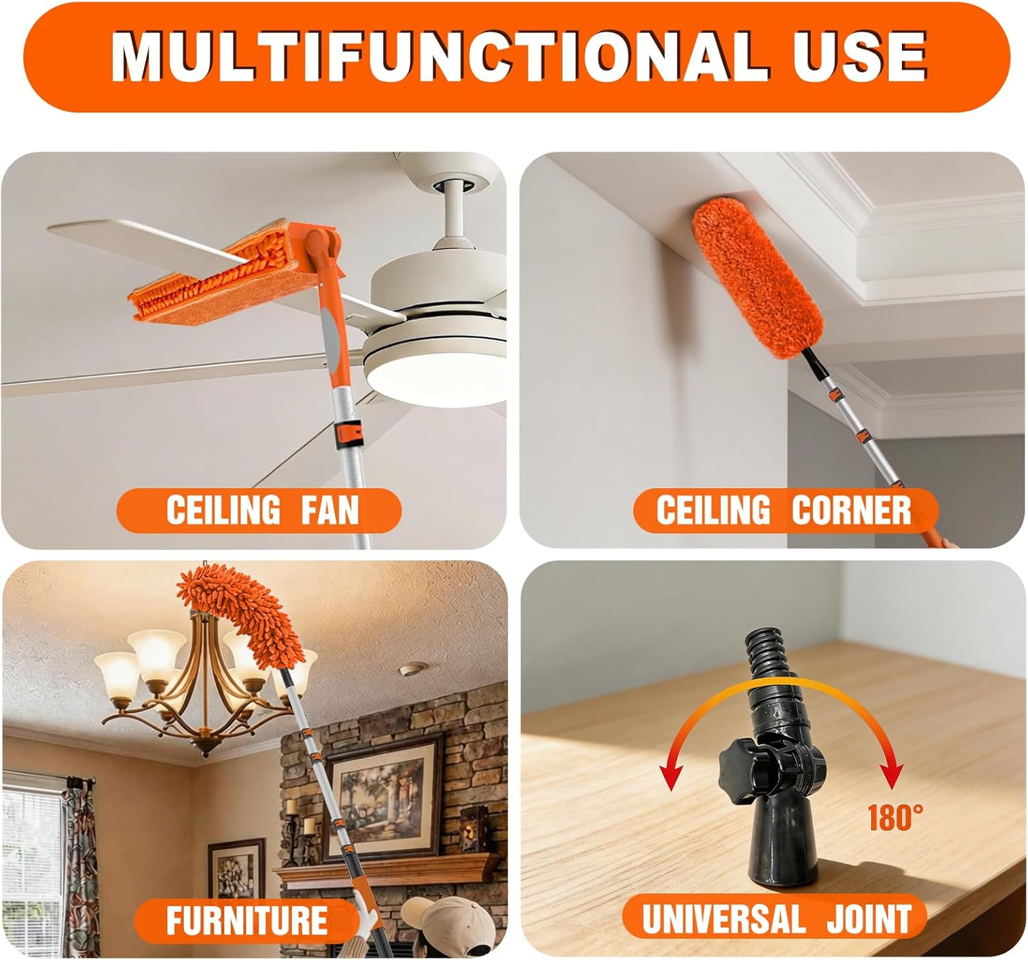 SISIUPASSIE 36FT Reach Ceiling Fan Cleaner Duster, Ceiling Fan Blade Cleaner wit