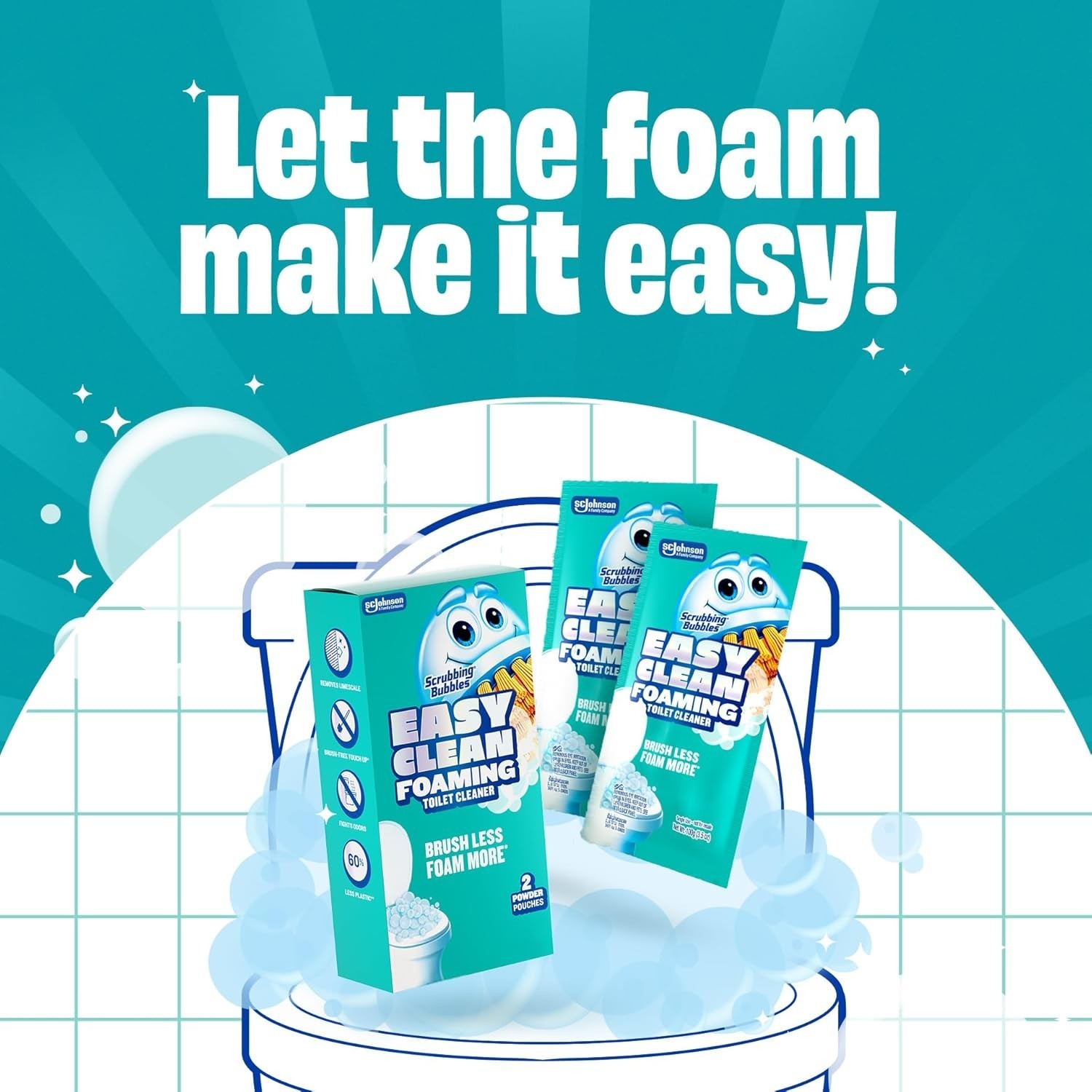Scrubbing Bubbles Easy Clean Foaming Toilet Bowl Cleaner, Easy Drop In Pow