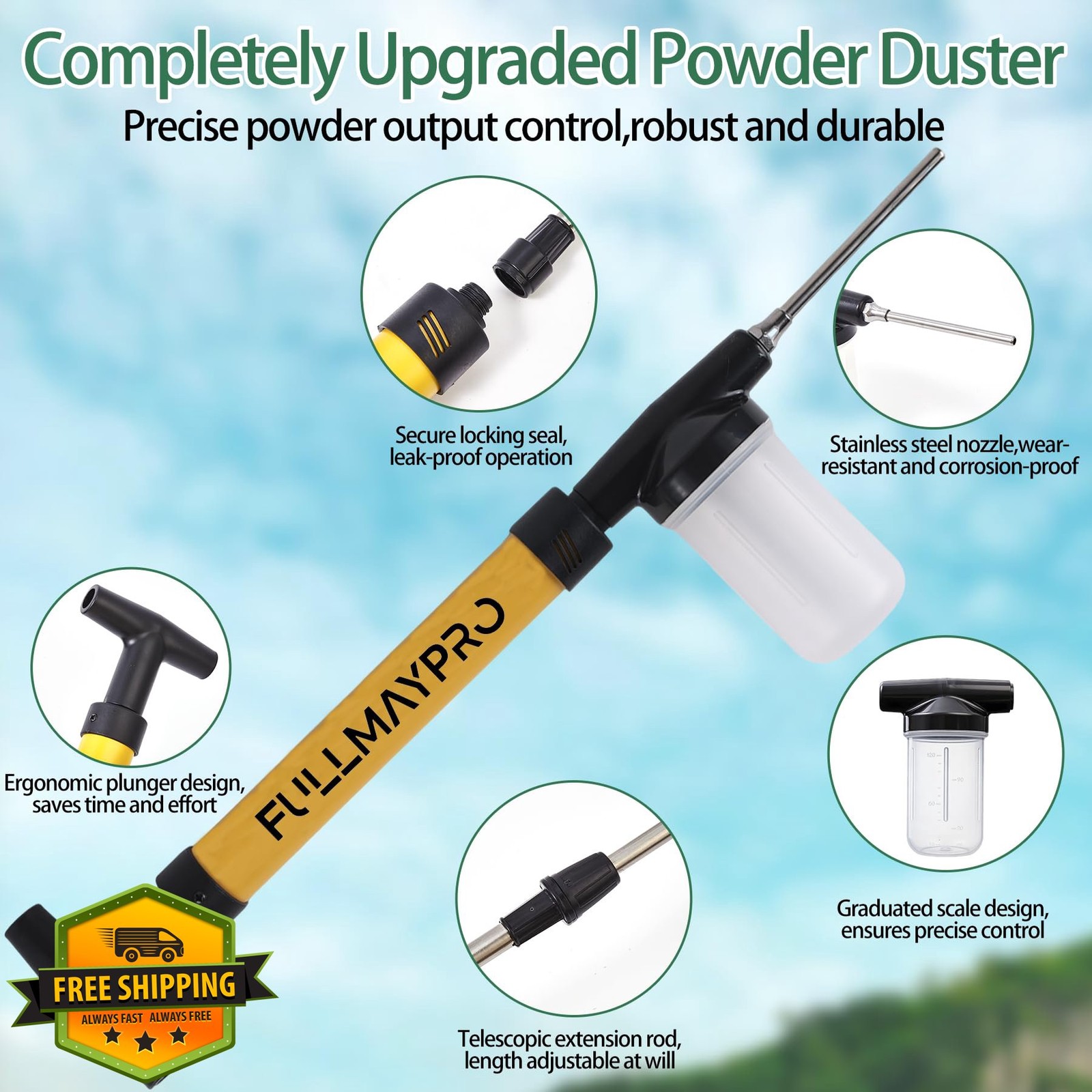 FullMayPro Diatomaceous Earth Duster Yellow Kit