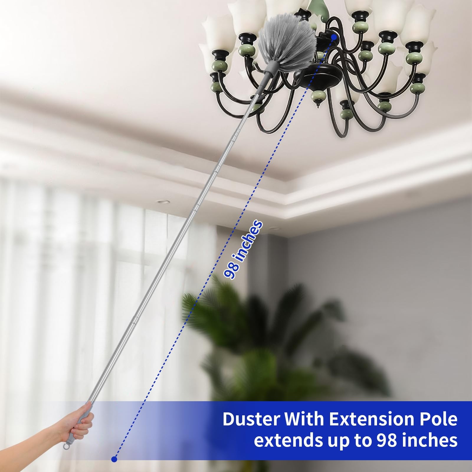 5PCS Dusters for Cleaning, Extendable Microfiber Duster with Extension Pole U…
