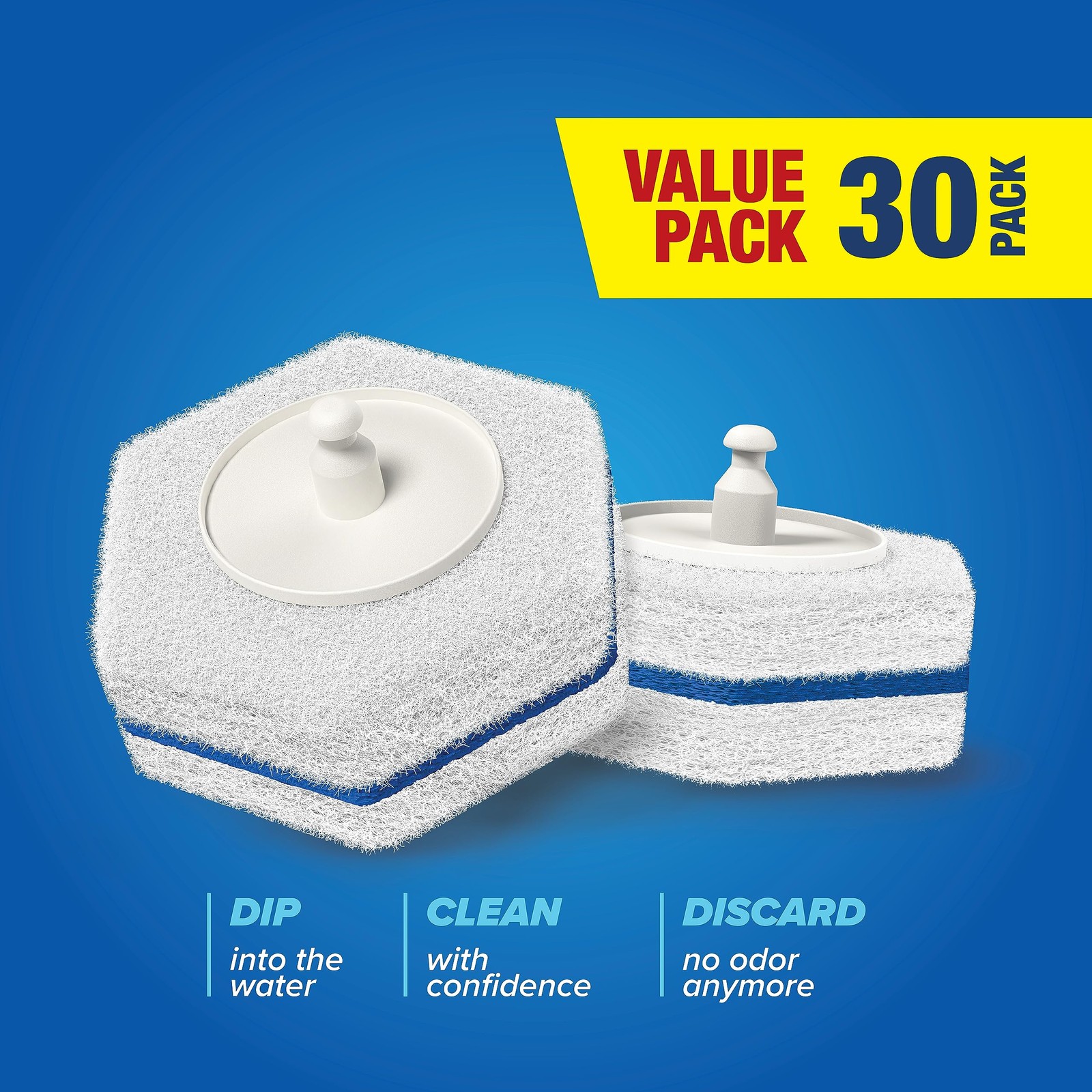 Disposable Prefilled Toilet Cleaning Scrubbers (30 Count)