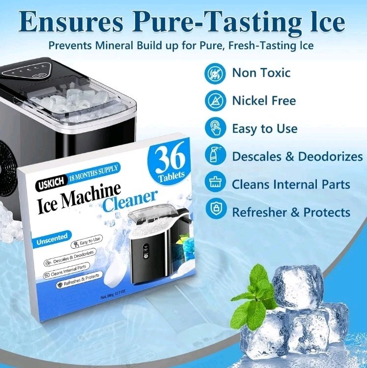 Ice Machine Cleaner Descaler Gentle Household Cleaner Ice Maker 36 TABLETS NEW!