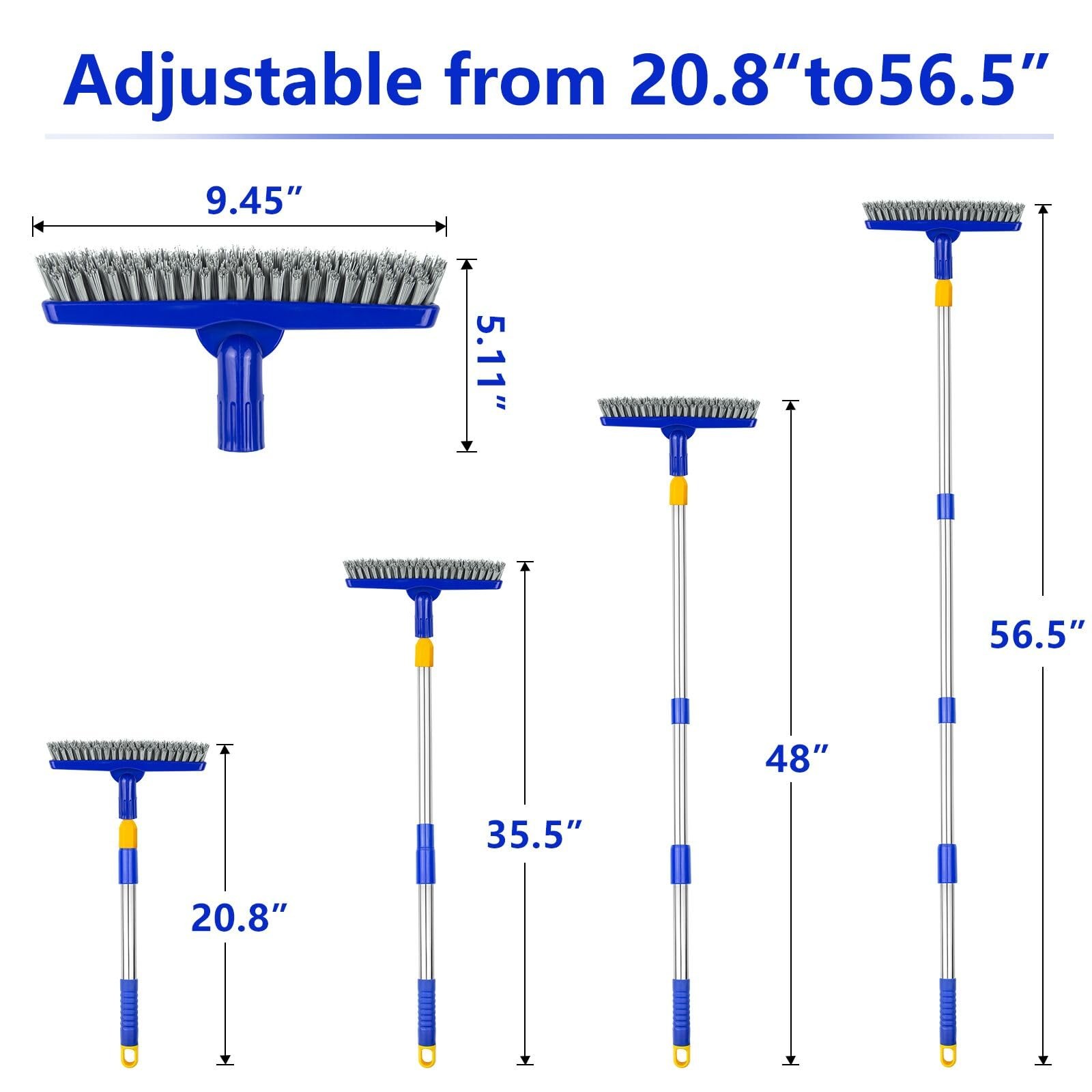 2 Pack Grout Brush with Long Handle, 56.5” Swivel Grout Cleaning Brush,V-Sha…