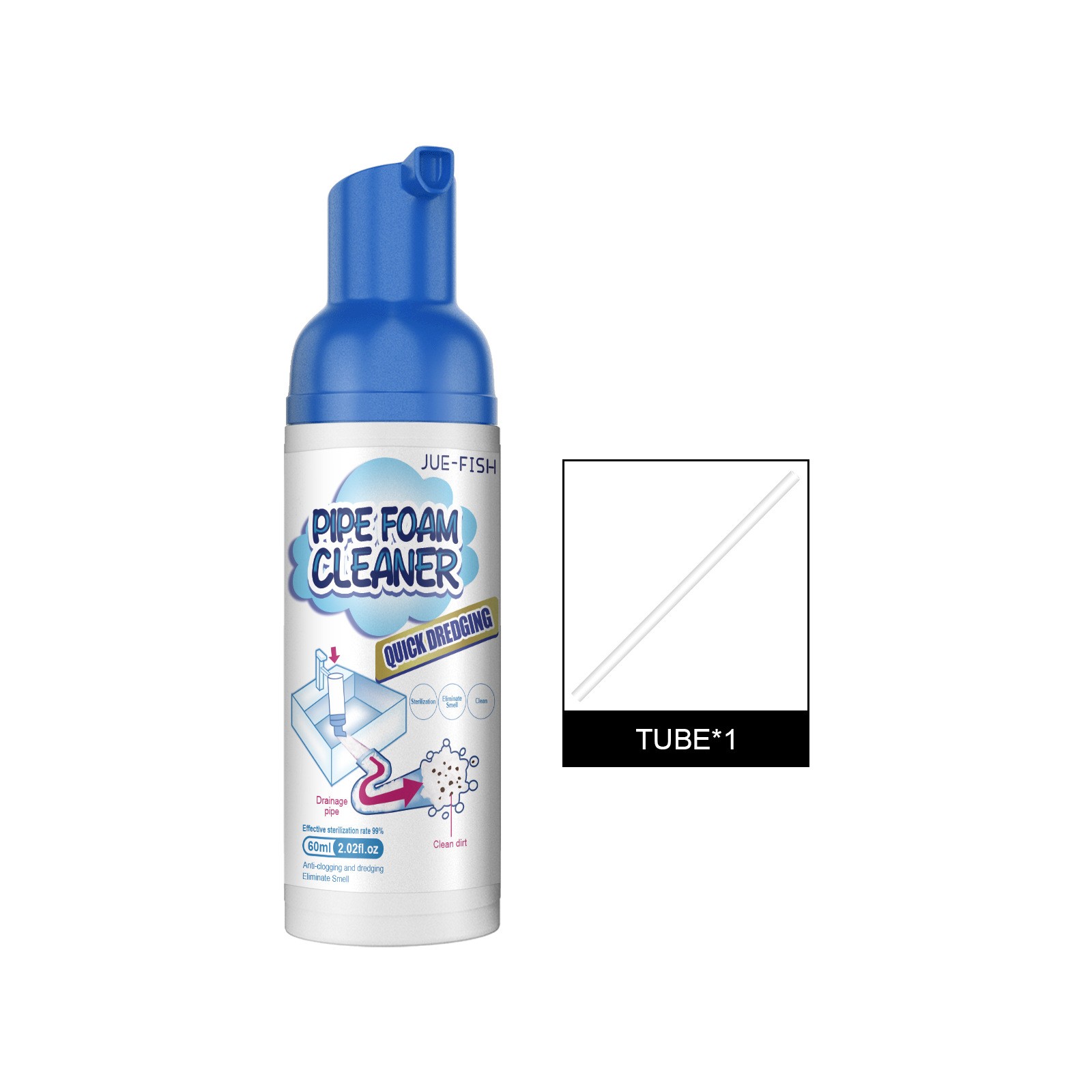 Foaming Drain Cleaner,For Bathroom Kitchen Sink Overflow Fast Clog Removal 60ml