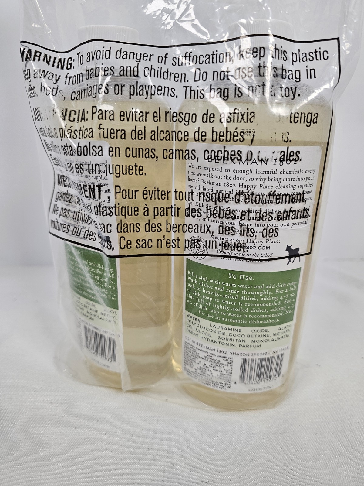 Beekman 1802 Happy Place Liquid Dish Soap Sweet Grass Scent 2pk