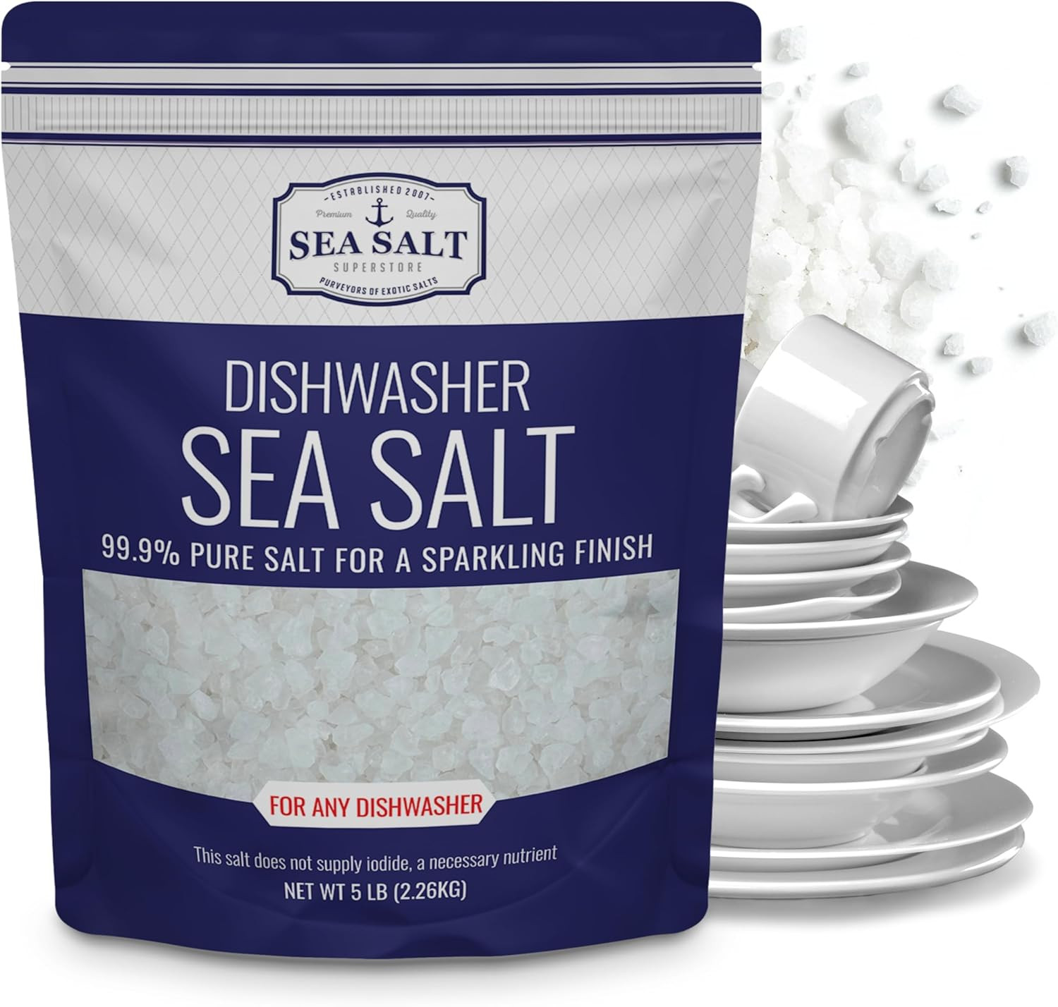 Dishwasher Salt, Natural Water Softener Salt, Food Grade Coarse Sea Salt Comp…