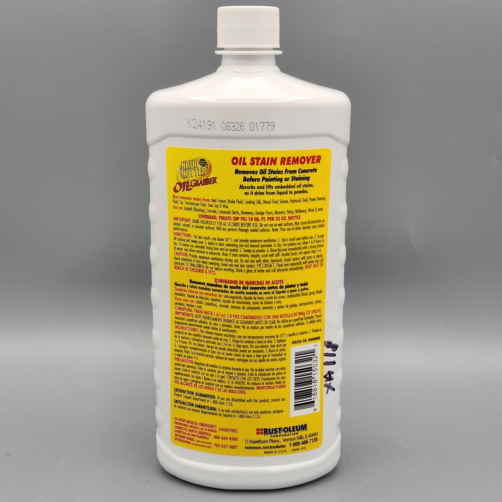 Krud Kutter Oil Grabber Stain Remover Absorbs Lifts Stains Biodegradable 32oz
