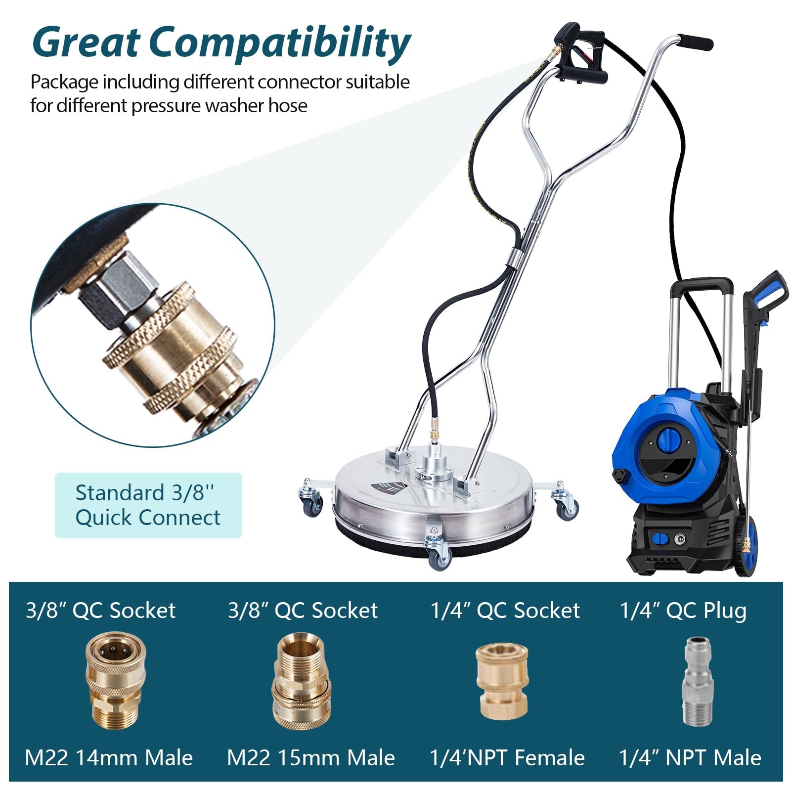 24″ Pressure Washer Attachment with Wheels | 4000 PSI, Quick Connect