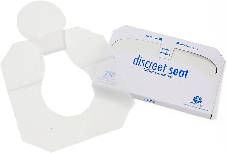 HOSPECO Discreet Seat Half-Fold Toilet Seat Covers, 14.25 X 16.5, White, 250/p