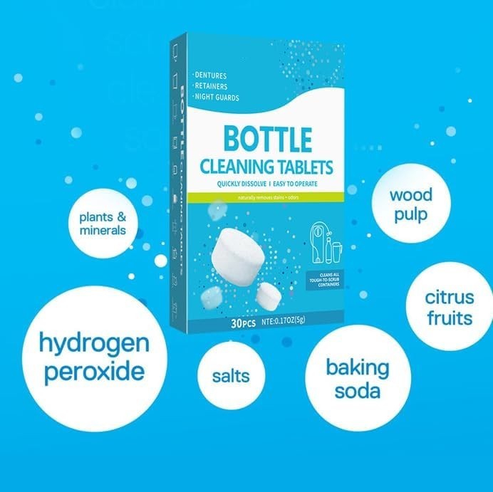 30 Pack Bottle Bright Cleaning Tablets,Water Bottle Cleaner,Removing Limescal…