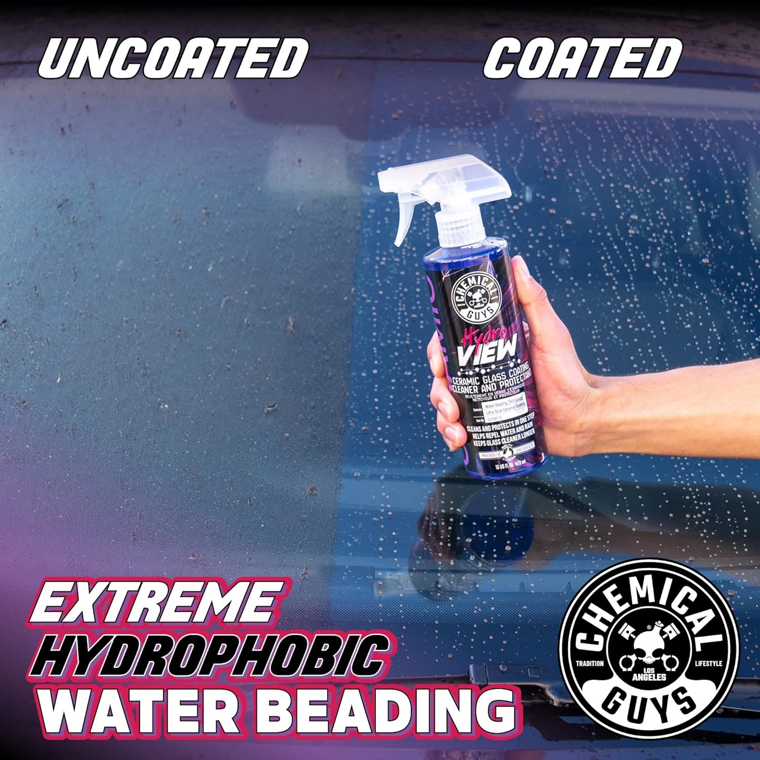 Chemical Guys HydroView Ceramic Glass Cleaner & Coating – Cleans & Adds Hydropho
