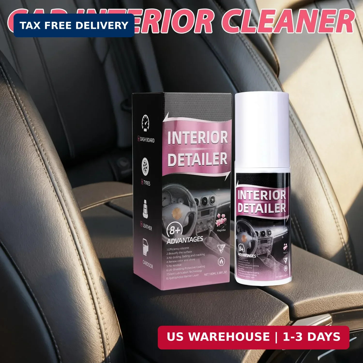 Car Interior Cleaner Set 2Pcs Detailer Spray Deep Cleaner set