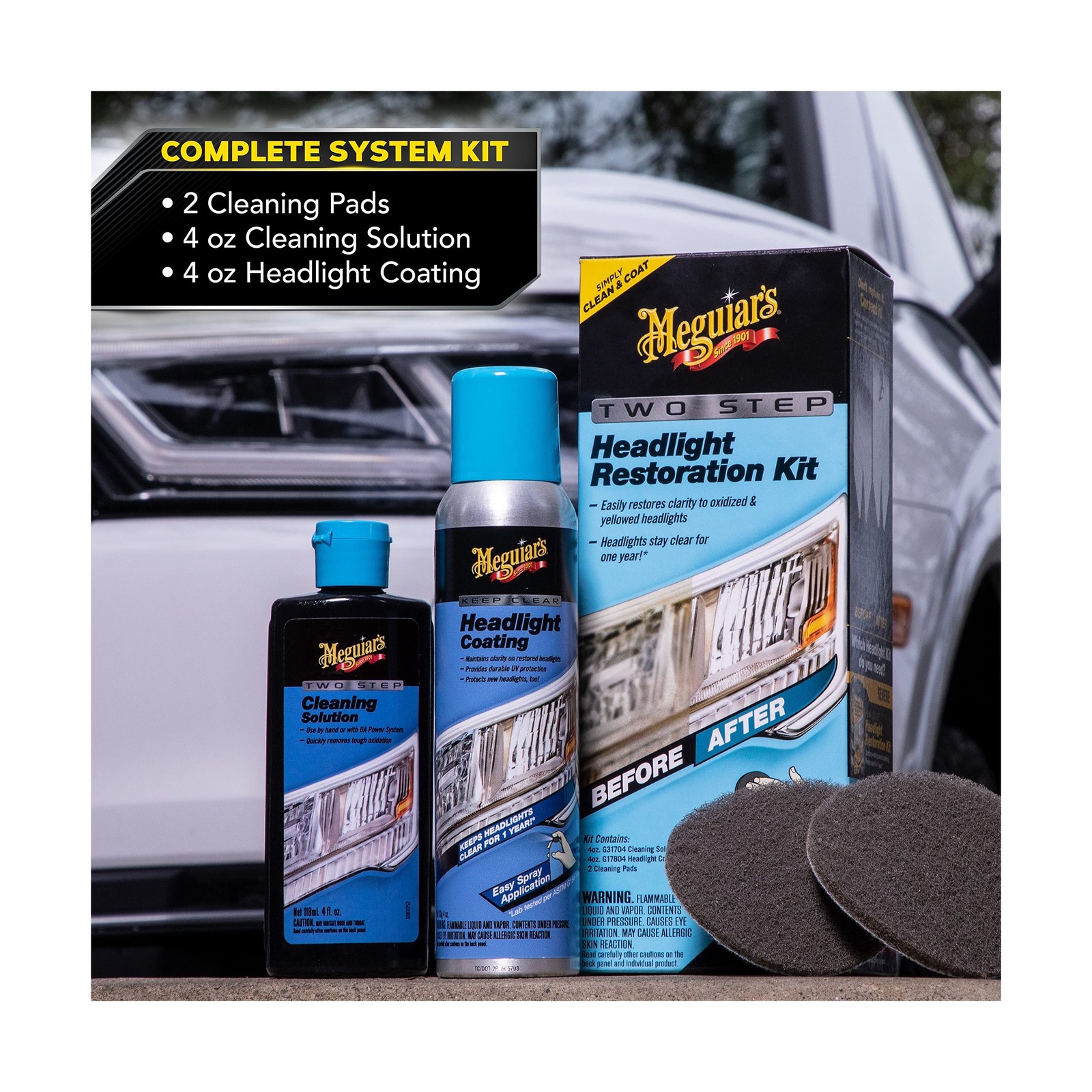 Meguiar’s Two Step Headlight Restoration Kit, Headlight Cleaner Res… Fast Ship