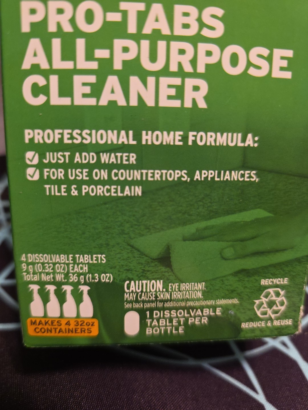 ZEP Pro-Tabs All-Purpose Cleaner (4) Tabs Makes 4 32oz Containers. New.