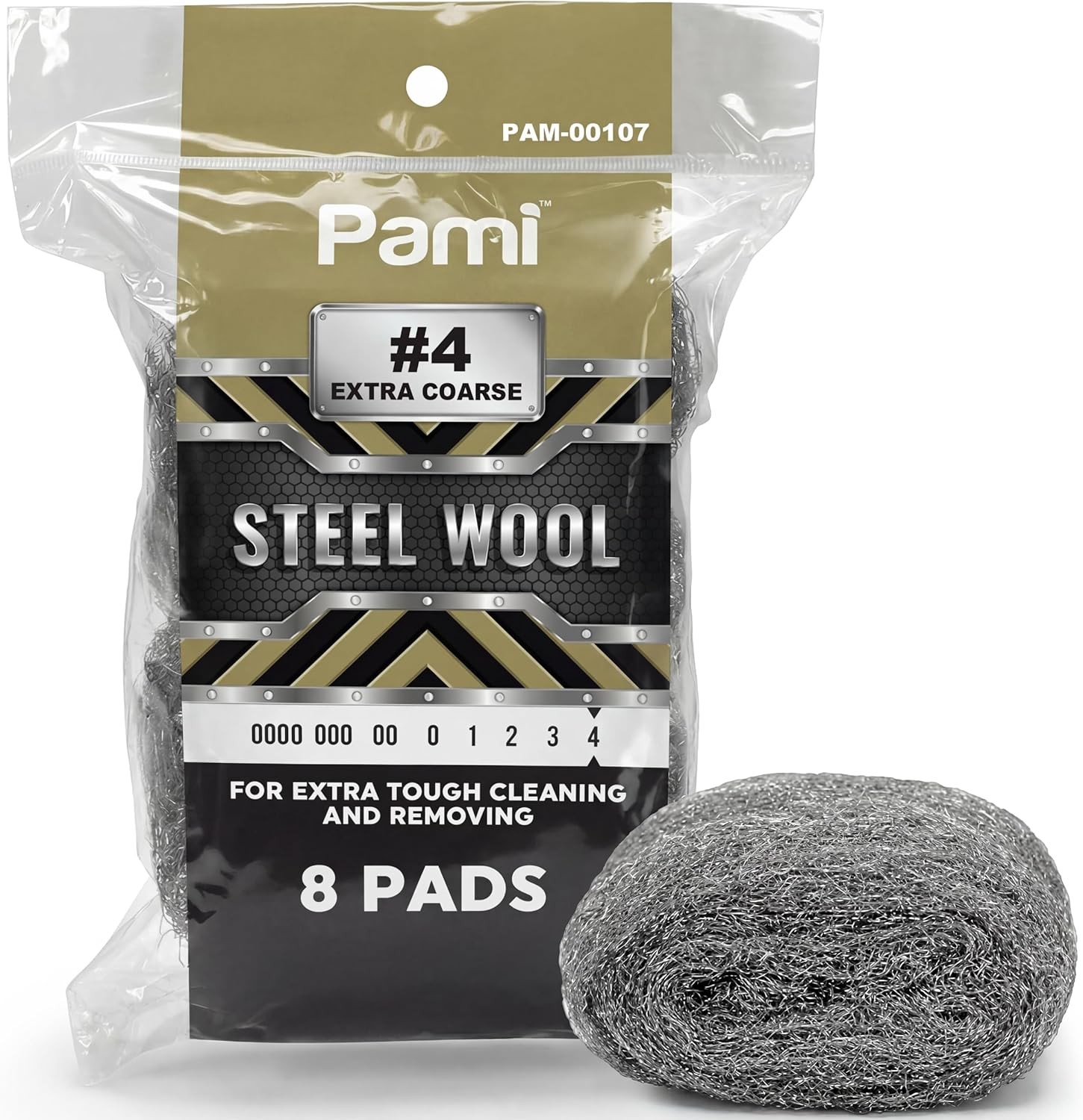 Extra Coarse #4 Stainless Steel Fiber Sponge Scrubbers Pack of 8 Steel Wool Pads