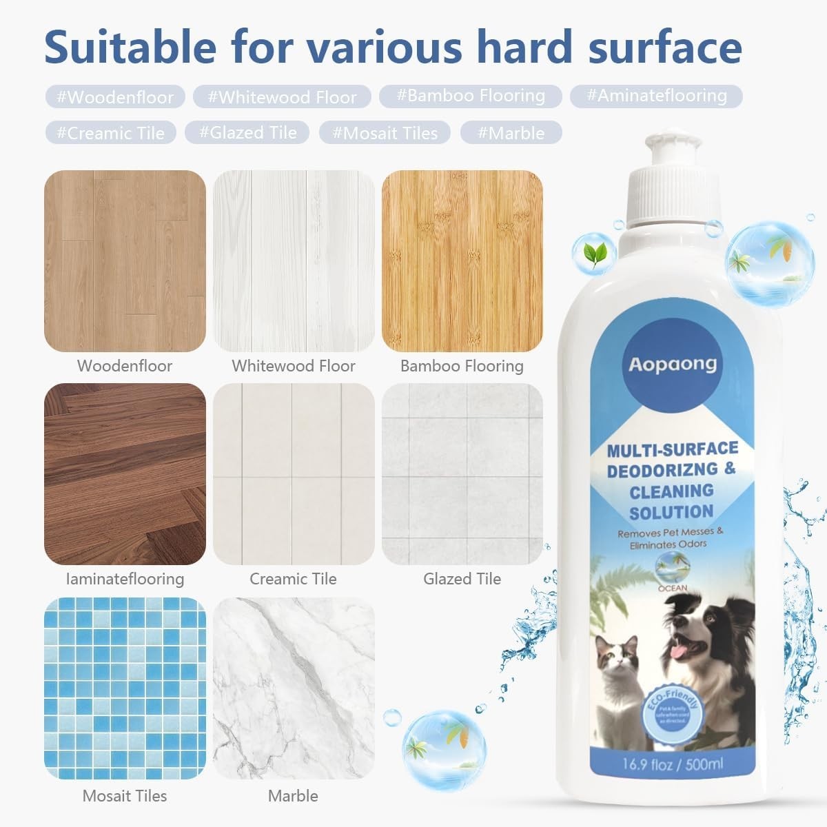 Eco-Friendly Multi-Surface Floor Cleaning Solution with Ocean Scent – 16.9Fl Oz