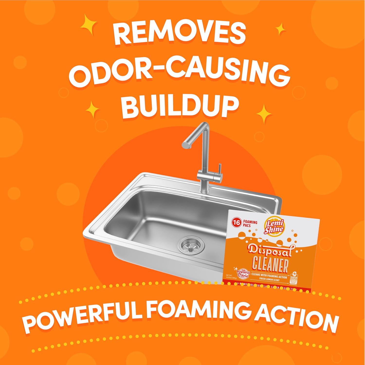 Lemi Shine Foaming Garbage Disposal Cleaner and Deodorizer – Citric Acid Cleanin