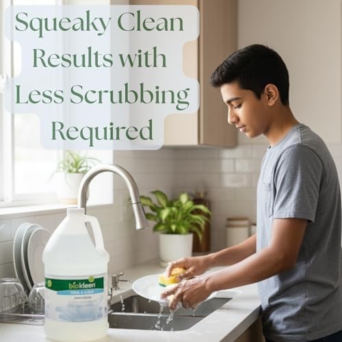 Dish Soap Liquid 128 Ounce Unscented Non Toxic Eco Friendly Plant Based Grease