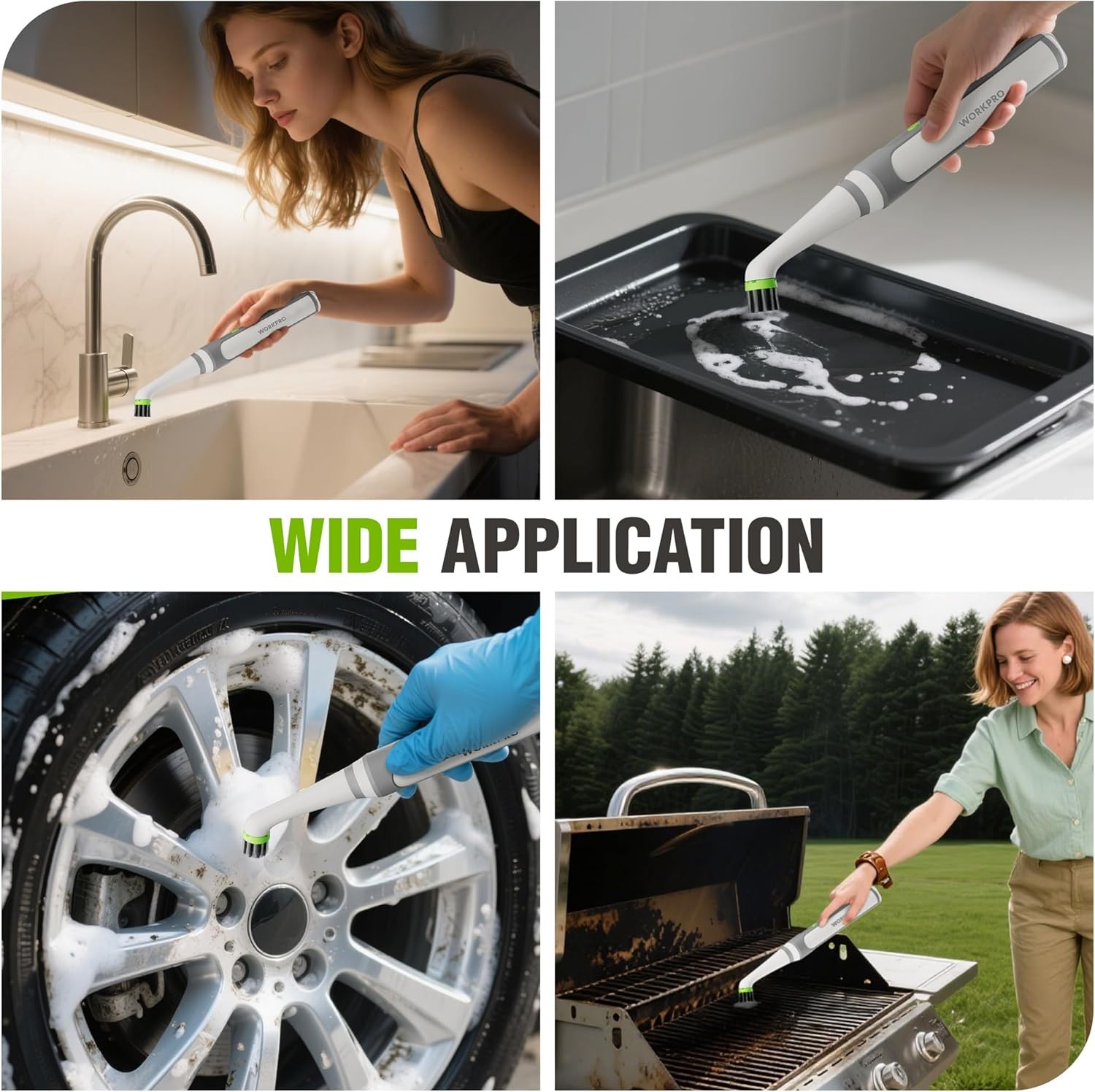 WORKPRO 5500RPM Cordless Electric Grout Brush Scrubbers w/Type-C IPX6 Waterproof