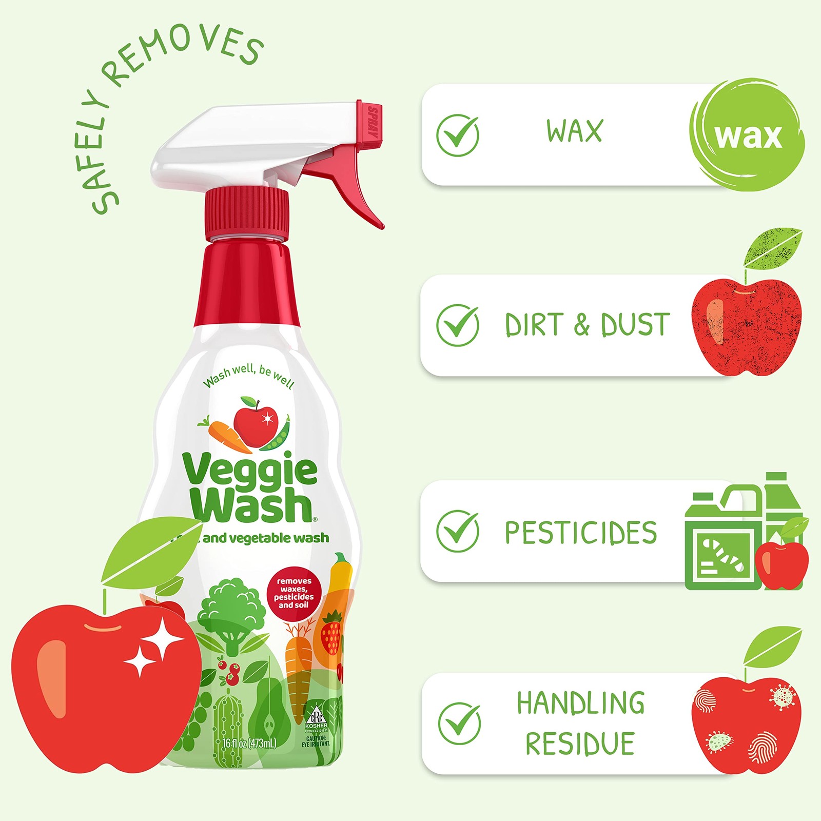 Veggie Wash Fruit & Vegetable Wash, Produce Wash and Cleaner, 16-Fluid Ounce, Pa