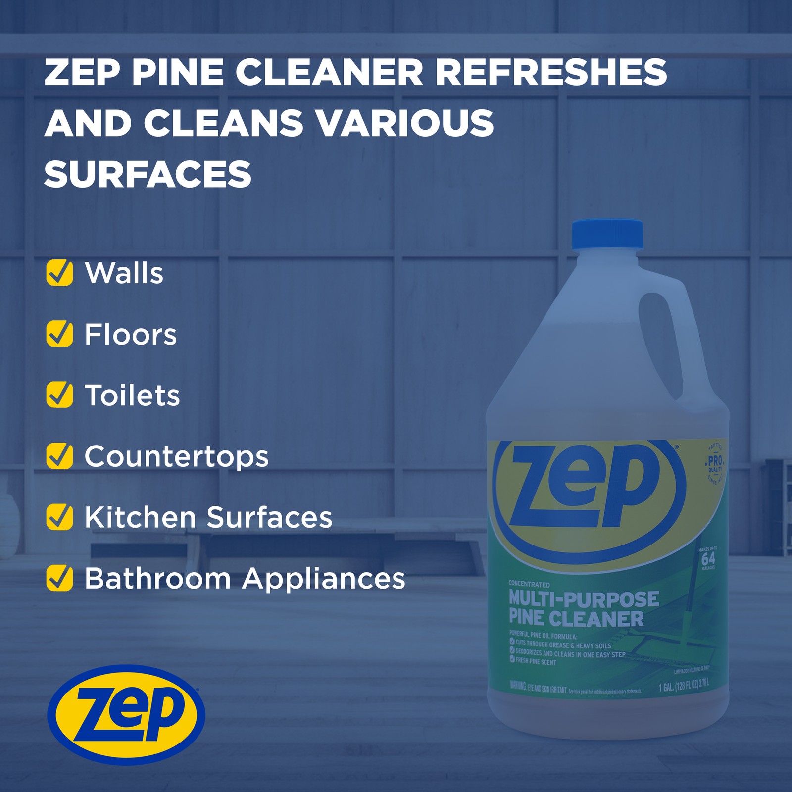 Zep Concentrated Multi-Purpose Pine Cleaner – 128 oz (Pack of 2) ZUMPP128 –
