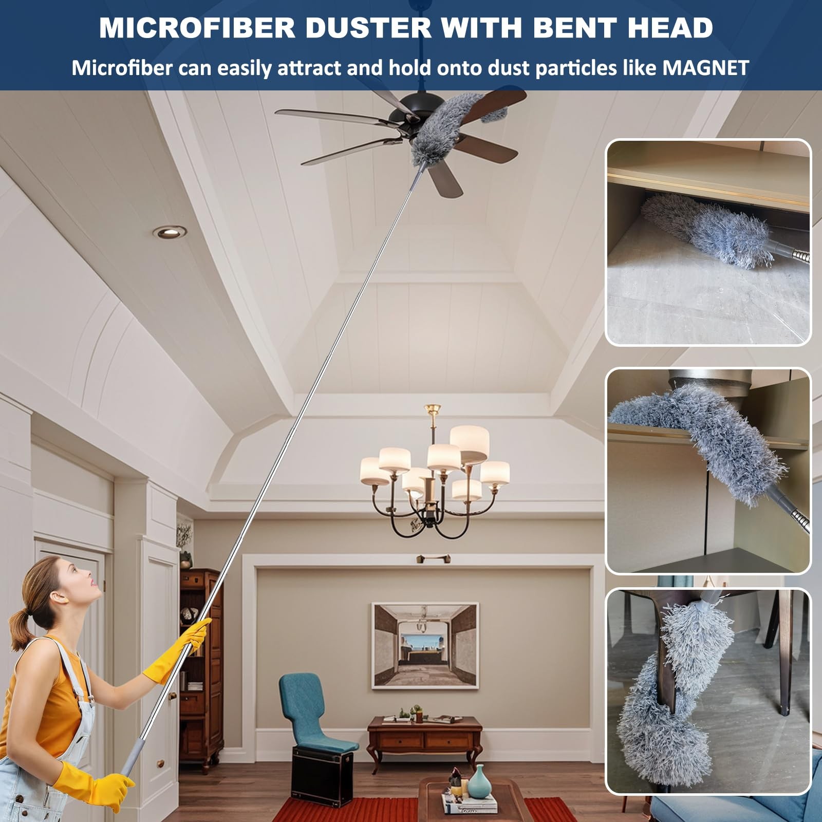 100 Inch Retractable Gap Dust Cleaner Cleaning Tools & Microfiber Feather Duster