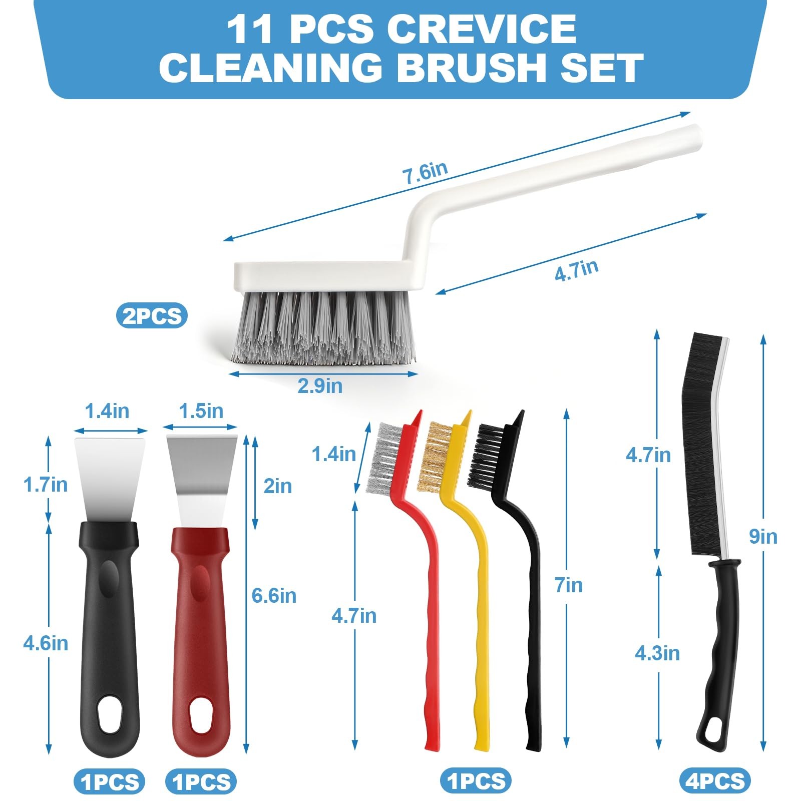 11Pcs V-Shaped Grout Cleaning Brush Set, with Stiff Bristles Crevice Cleaning…
