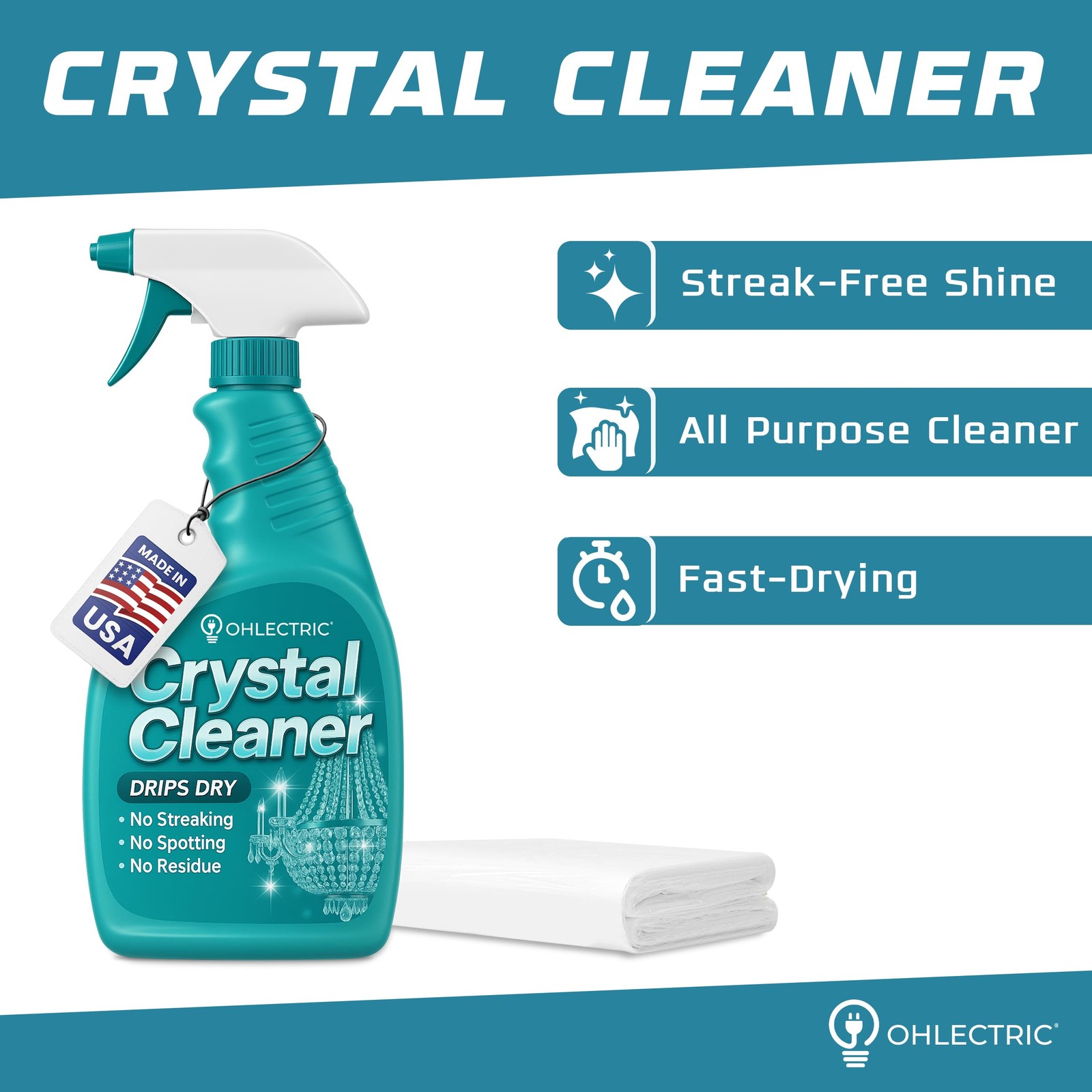 Crystal Chandelier Cleaner Spray Kit & Plastic Drop Cloth for Protection (32 …