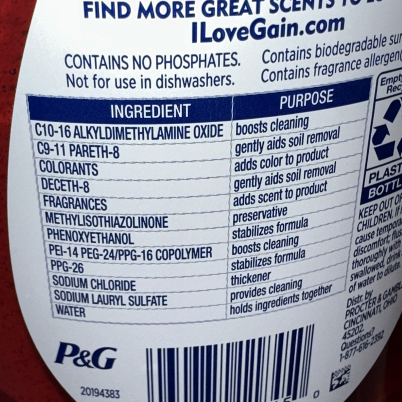 GAIN Summer Watermelon 🍉 Ultra Clean Dishwashing Liquid EZ-Squeeze 24.3fl.oz-2