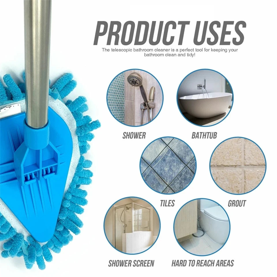 Bathroom Mop Shower Bath Screen Cleaning Tile Kit Floor Cleaner Scrubber Tool