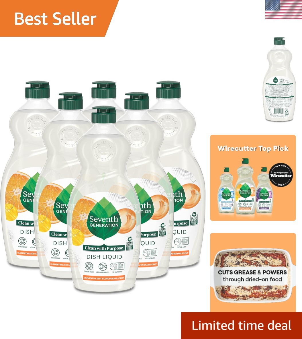 Eco-Friendly Seventh Generation Dish Soap – 19oz x 6, Essential Oils Fresh Scent
