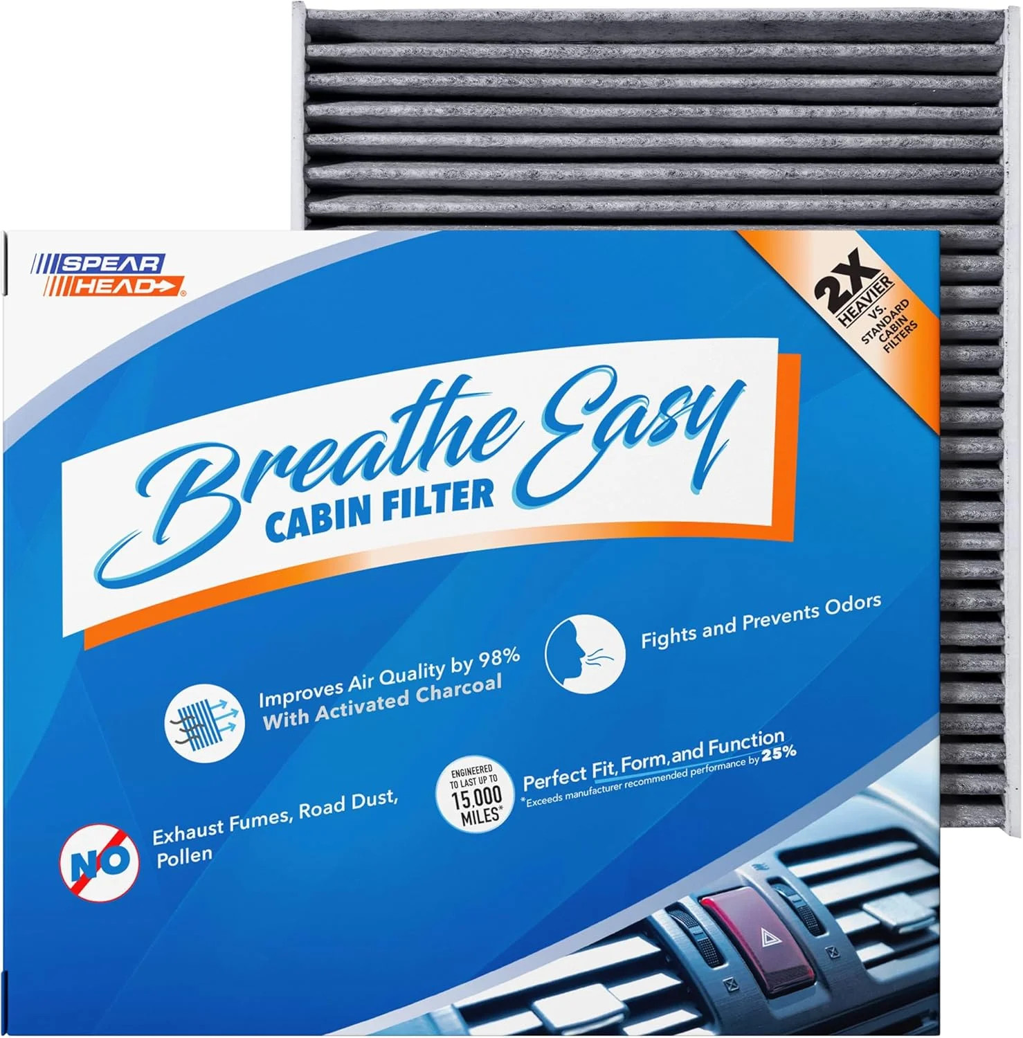 Spearhead Odor Defense Breathe Easy AC & Heater Cabin Filter | Fits Select 2016-