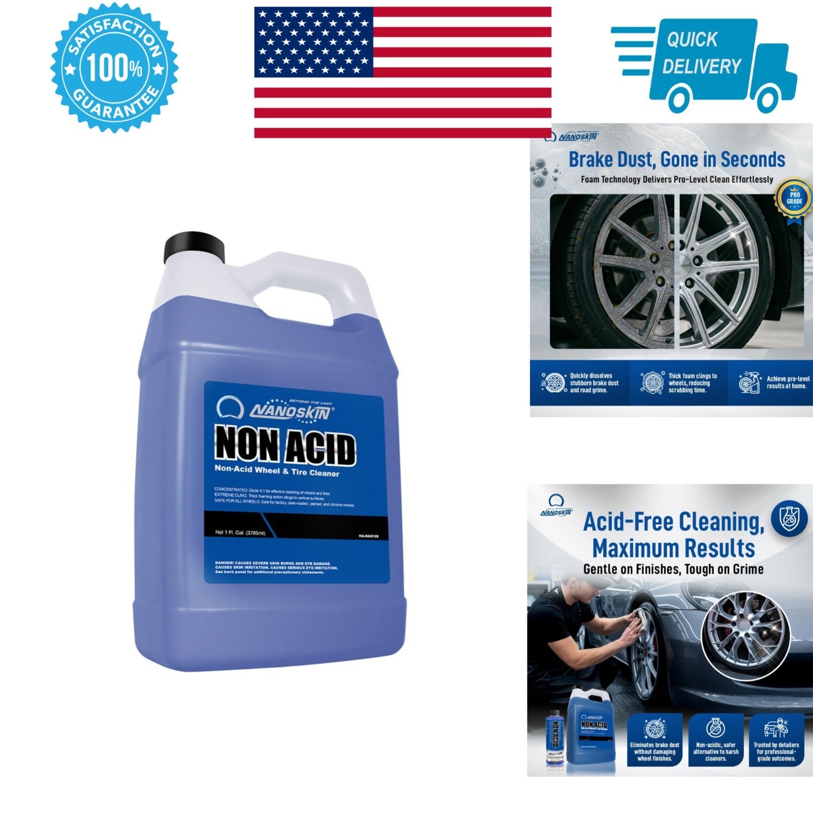 Nanoskin Professional Wheel & Tire Cleaner 1 Gallon | Deep Cleaning Spray